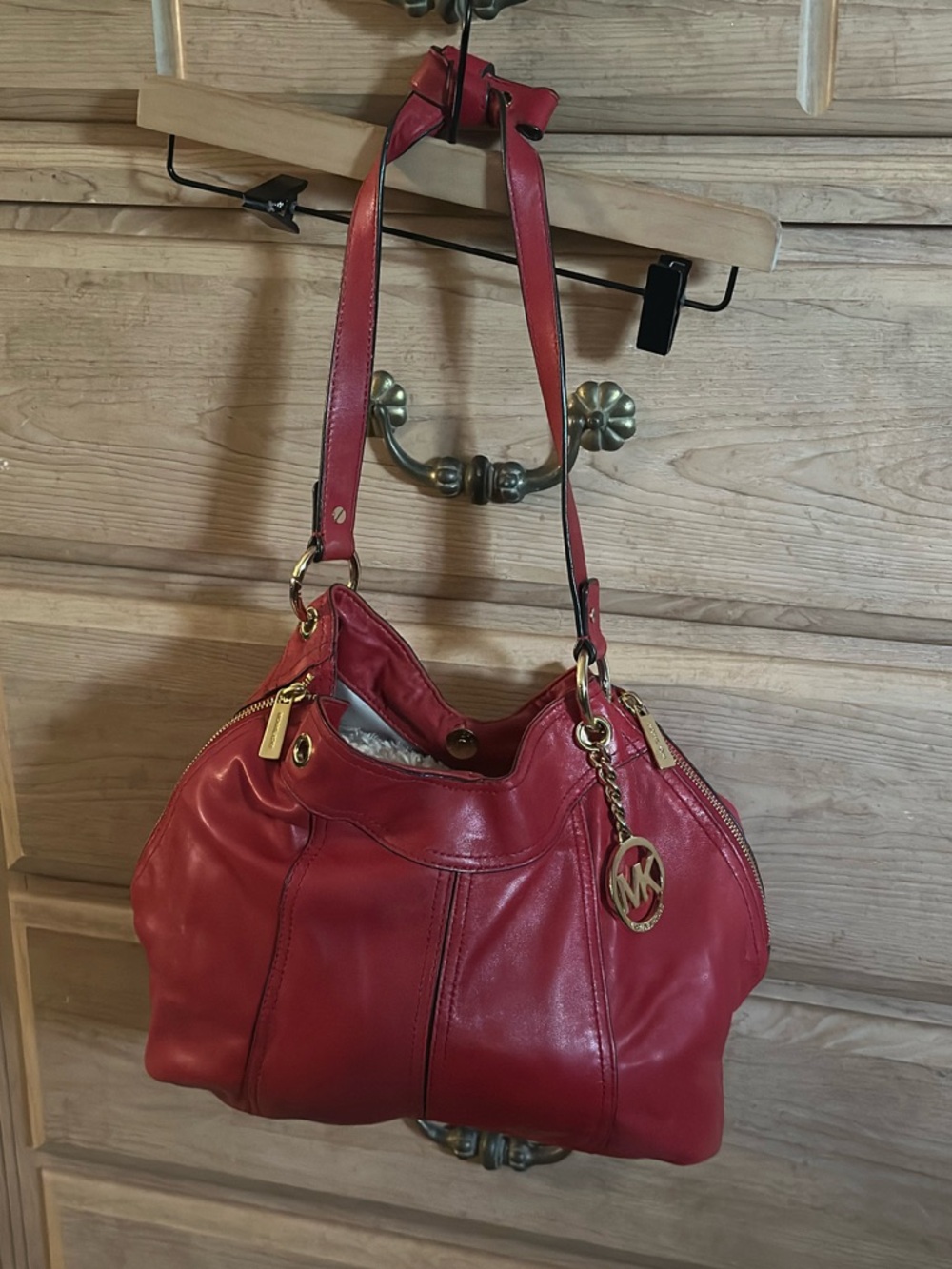 Michael Kors | Expandable Red Shoulder Bag w/ Gold Hardware